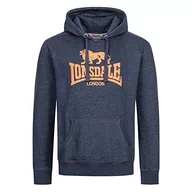 Bluzy męskie - Lonsdale Męska bluza z kapturem, normalny krój, GLEDFIELD, Marl Navy/Orange, XL - miniaturka - grafika 1