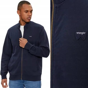 Wrangler FUNNEL NECK ZIP Navy rozpinana bawełniana bluza małe logo M - Bluzy męskie - miniaturka - grafika 1