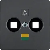 Klawisze i ramki - Hager polo Płytka centralna do gniazda wyrównania potencjału antracyt B.1/B.3/B.7 Glas 14031606 14031606 - miniaturka - grafika 1