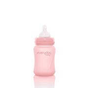 Butelki dla niemowląt - BABY&TRAVEL EVERYDAY BABY Szklana butelka ze smoczkiem S różowa 0-3m, 150ml - miniaturka - grafika 1