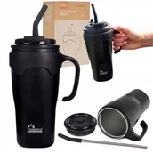 Kubki termiczne - KUBEK TERMICZNY TERMOS PODRÓŻNY ZE SŁOMKĄ ZE STALI NIERDZEWNEJ 650 ML 3W1 - miniaturka - grafika 1