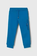 Spodnie i spodenki dla dziewczynek - Tommy Hilfiger spodnie dresowe bawełniane dziecięce kolor niebieski gładkie - miniaturka - grafika 1