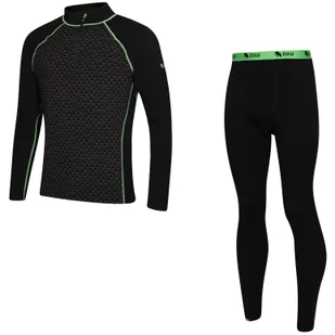 Zestaw męski Zulu Merino 240 Zip Long Rozmiar: M / Kolor: czarny/zielony - Bielizna sportowa męska - miniaturka - grafika 1
