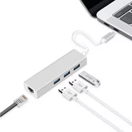 Kable komputerowe i do monitorów - Hub Usb typ C 3.1 do 3x Usb 3.0 ethernet RJ-45 Lan - miniaturka - grafika 1