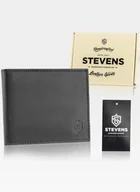 Portfele - Portfel Męski STEVENS Skórzany Czarny SLIM Cienki i Pojemny RFID Secure TAP&GO - czarny - miniaturka - grafika 1