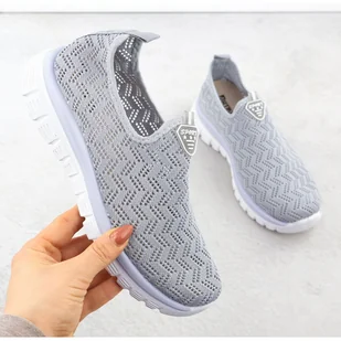 Półbuty sportowe damskie ażurowe slip on szare Artiker 56C1016 - Slip on damskie - miniaturka - grafika 1