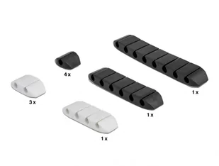 DeLOCK 18400 organizator na kable Biurko / Ściana Uchwyt na kabel Czarny, Biały 10 szt. - Maskownice do kabli - miniaturka - grafika 1