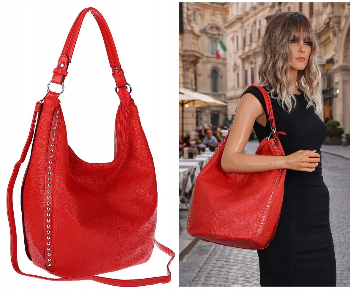 Torebka damska shopper worek listonoszka pojemna na ramię LH2581 Czerwona