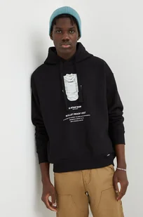 G-Star Raw bluza bawełniana męska kolor czarny z kapturem z nadrukiem - Bluzy męskie - miniaturka - grafika 1