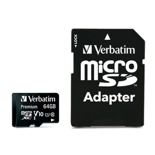 Karta pamięci Verbatim micro SDXC 64GB Class 10 (90R/10W + adaptér - Karty pamięci - miniaturka - grafika 1