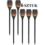 Lampy ogrodowe - Saska Garden Saska Garden zestaw 6 sztuk pochodnia solarna tańczące płomyki 33 LED 10x10x83CM 1043319 - miniaturka - grafika 1