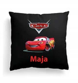 Poduszki dekoracyjne - CZARNA FOTO PODUSZKA Zygzak Mcqueen Auta + IMIĘ - miniaturka - grafika 1