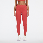 Spodnie sportowe damskie - Legginsy damskie New Balance WP21112ASU  czerwone - miniaturka - grafika 1