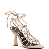 Sandały damskie - Patrizia Pepe Skórzane sandały na słupku - miniaturka - grafika 1