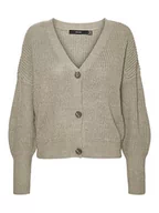 Swetry damskie - Vero Moda Kobiety Vmlea Ls Kardigan, Szary, XS - miniaturka - grafika 1