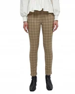 Spodnie damskie - MINUS RURKI SPODNIE CASUAL W KRATKĘ BEŻOWE NA CO DZIEŃ 34 J9A - miniaturka - grafika 1