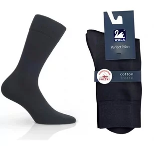 SKARPETY WOLA PERFECT MAN FROTTE (kolor grafit, rozmiar 42-44) - Skarpetki męskie - miniaturka - grafika 1