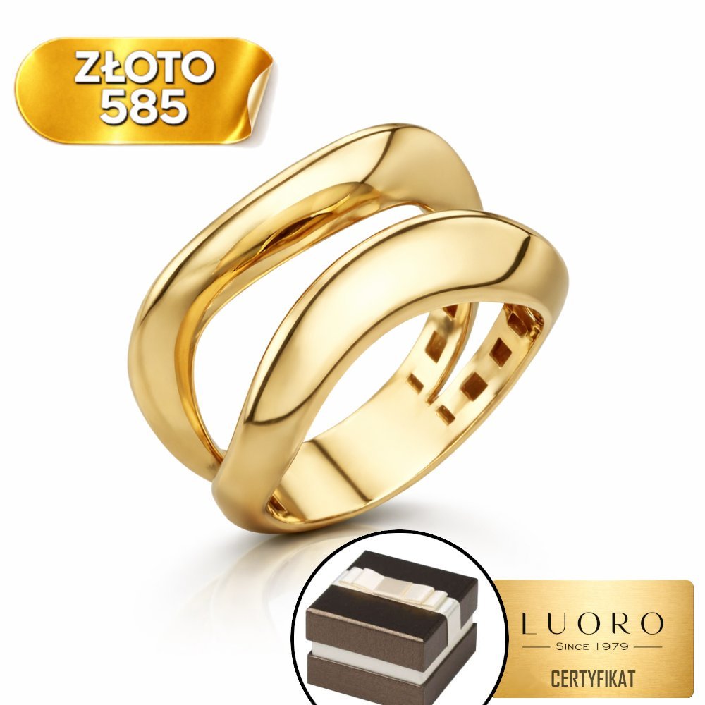 PIERŚCIONEK ZŁOTY 585 14K GŁADKIE FALE ELEGANCKI PRESTIŻOWY R17