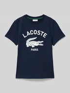 Koszulki dla chłopców - T-shirt z nadrukiem z logo i okrągłym dekoltem - miniaturka - grafika 1
