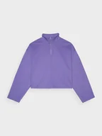 Bluzy sportowe damskie - Damska bluza dresowa nierozpinana bez kaptura 4F 4FWAW24TSWSF1337 - fioletowa - miniaturka - grafika 1