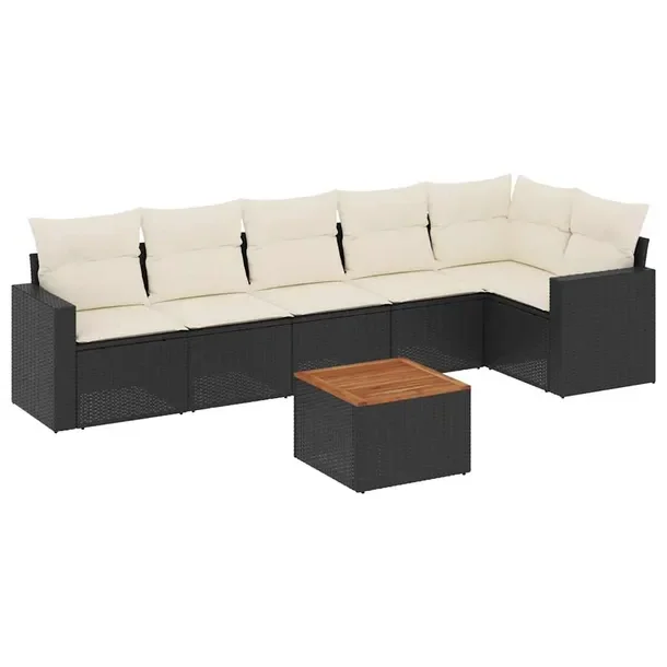 Zestaw wypoczynkowy rattan PE, czarny, 62x62x69 cm, kremowy