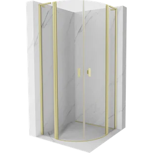 Mexen Mist L kabina prysznicowa półokrągła uchylna 90 x 90 cm, transparent, złota szczotkowana - 8A32L-090-090-55-00 - Kabiny prysznicowe - miniaturka - grafika 1