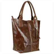 Torebki damskie - Torba worek brąz koniak ze skóry naturalnej lekka XL - miniaturka - grafika 1