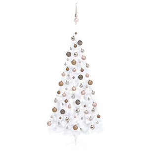 vidaXL vidaXL Sztuczna choinka, połówka, z LED i bombkami, biała, 210 cm - Choinki - miniaturka - grafika 1