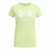 Koszulki sportowe damskie - Damski t-shirt z nadrukiem Under Armour UA Rival Logo SS - zielony - UNDER ARMOUR - miniaturka - grafika 1