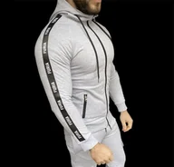 Bluzy sportowe męskie - Bluza męska elastyczna szara z zamkiem Furia - miniaturka - grafika 1