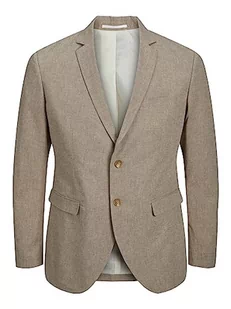 JACK & JONES Męska kurtka garniturowa Jprriviera Linen Blazer Slim Fit Sn, beżowy/dopasowanie: slim fit, 46 - Kurtki męskie - miniaturka - grafika 1