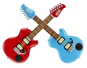 Instrumenty smyczkowe - Little Tikes My Real Jam Twice the Fun Guitar - Two Toy Guitars with Cases & Straps - 4 Play Modes, Volume Control, Bluetooth Connectivity - Encourages Imaginative & Creative Play - For Kids Ages 3+ - miniaturka - grafika 1