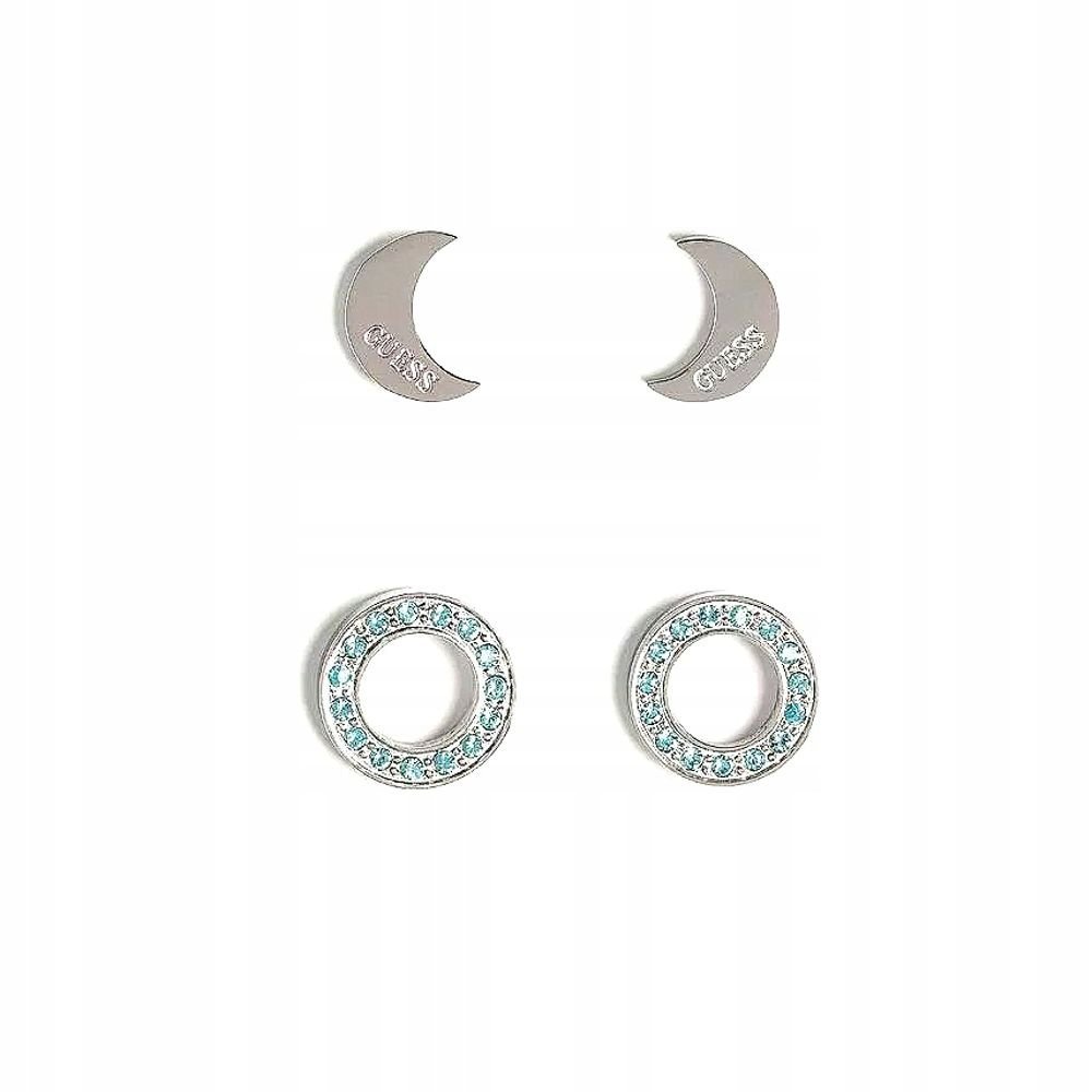 Srebrne kolczyki GUESS 2 pary ZESTAW księżyce okrę