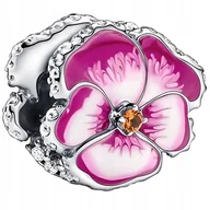 Bransoletki - Charms Zawieszka Charms Różowy Kwiat Bratek Charmsy Trusky - miniaturka - grafika 1