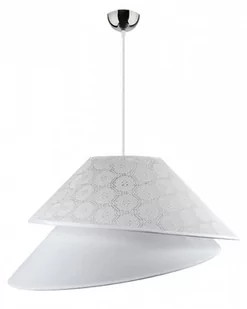 DUOLLA Tekstylna lampa wisząca Coco, biała koronkowy wzór - Lampy sufitowe - miniaturka - grafika 1