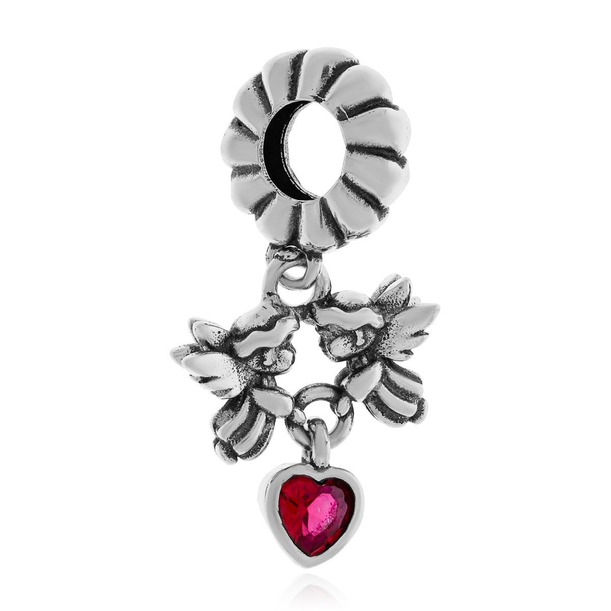 Srebrna zawieszka/charms do bransoletki aniołki z sercem pr. 925