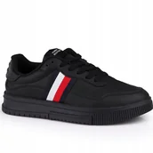 Buty sportowe męskie - Buty męskie Tommy Jeans Supercup Leather Stripes - miniaturka - grafika 1