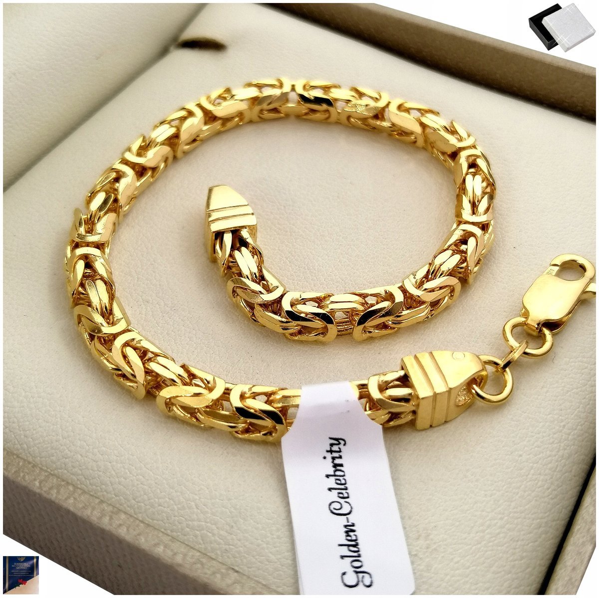 Ekskluzywna Gruba Męska Bransoleta Splot Królewski Pr. 925/585 Premium 14K