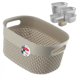 Koszyk prostokątny 3,5L Curver Filo Recycled, beżowy - Pojemniki biurowe - miniaturka - grafika 1