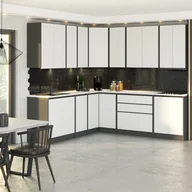 Meble kuchenne - Meble Kuchenne Modułowe Komplet 2.6m Bella Nowoczesny Szary Biała Mat - miniaturka - grafika 1