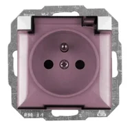 Gniazdka elektryczne - Abex Gniazdo z uziemieniem i klapką dymną opal/perła białe - miniaturka - grafika 1