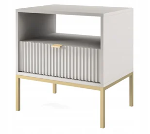 Szafka nocna Vellore 54 cm szara złoty stelaż - Szafki nocne - miniaturka - grafika 1