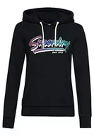 Bluzy damskie - Superdry Vintage Downtown Script Hood Bluza damska, Jet Black, 36 - miniaturka - grafika 1