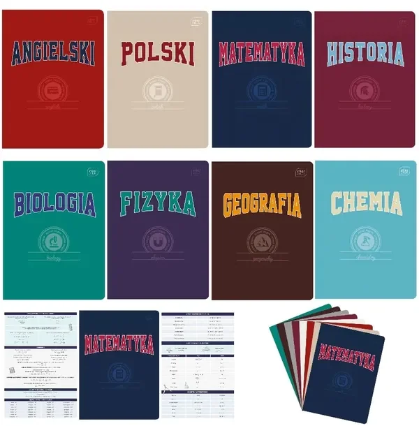 Zeszyty tematyczne przedmiot ściąga Interdruk A5 60k zestaw 8szt klasa 7-8