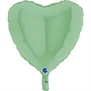 Balony i akcesoria - Balon Foliowy - Matowe jasno zielone Serce 46 cm, Grabo - miniaturka - grafika 1