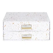 Akcesoria na biurko - Organizer z 2 szufladkami w biało-złotym kolorze Bigso Box of Sweden Birger - miniaturka - grafika 1