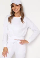 Bluzy damskie - Biała Bluza z Dodatkiem Bawełny Wykończona Ściągaczami Evilaya - miniaturka - grafika 1