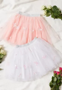 Sukienki i spódniczki dla dziewczynek - Różowa Tiulowa Spódniczka z Cekinami Hyamena - grafika 1