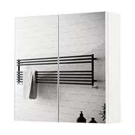 Szafki łazienkowe - Meerveil - Lustrzana szafka toaletowa - lustro łazienkowe z 2 drzwiami pełne lustro 2 półki nowoczesne drewno, 45 x 13 x 45 cm białe - miniaturka - grafika 1