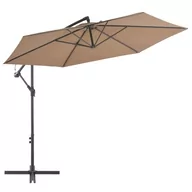 Parasole ogrodowe - vidaXL Parasol wiszący z aluminiowym słupkiem, 300 cm, kolor taupe - miniaturka - grafika 1